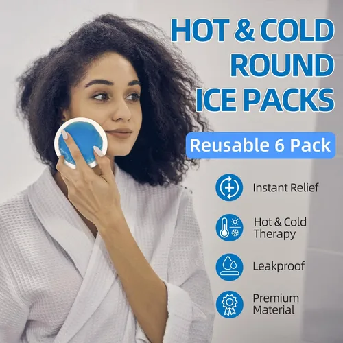Vista 2 de Tutmyrea Compresa fría reutilizable, 6 paquetes de hielo suaves para lesiones, niños y heridas; paquetes de gel para ojos, cara, alergias y dientes