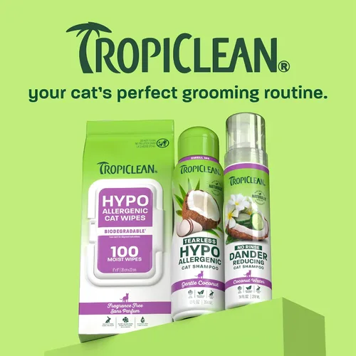 Vista 8 de TropiClean Champú sin enjuague sin agua para gatos Tratamiento para la caspa Champú seco hidratante para pieles secas Fabricado en EE. UU.