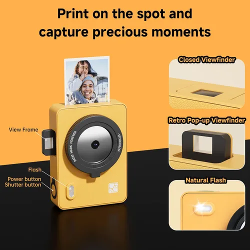 Vista 4 de HPRT Z5 - Cámara de impresión instantánea e impresora fotográfica, tecnología de sublimación de tinta, 5 efectos de filtro, flash LED, papel