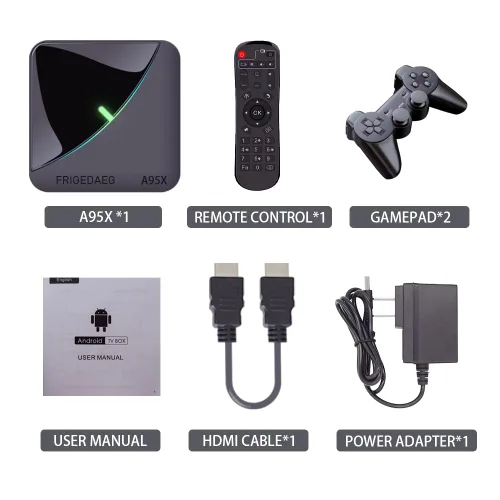 Vista 6 de FRIGEDAEG Video Game Console With 50000 Games A95X Retro Game Box Compatible With PS1PSP MAME Android 90EmuELEC 43 System 2 In 1 For TVPCProjector