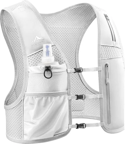 Vista 9 de Zelvot Chaleco para correr para mujeres y hombres, chaleco de hidratación Negro