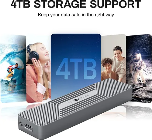 Vista 6 de Carcasa M.2, carcasa NVMe de 10 Gbps y carcasa SATA NGFF de 6 Gbps, llave M PCIe (llave B+M), USB3.1 Gen2 con cable de 5.9 pulgadas compatible