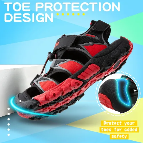 Vista 3 de Littleplum Sandalias deportivas con punta cerrada, zapatos de verano para niños, caminar, senderismo, atletismo, al aire libre