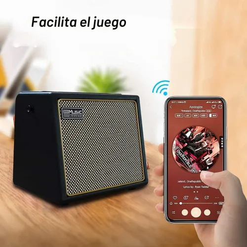 Vista 4 de Amplificador de guitarra acústica, altavoz Bluetooth de 30 W, amplificador de guitarra acústica portátil recargable con efecto de coro