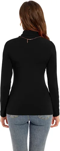 Vista 3 de YepClick Camiseta de manga larga con cuello alto para mujer casual ligera ajustada acogedora capa base