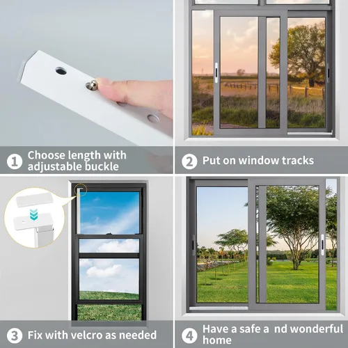 Vista 2 de ZhouDaShu Barras de seguridad ajustables para ventanas, barras de bloqueo de ventana para ventanas interiores que evitan robos, barras de seguridad