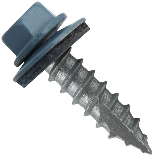 Vista 204 de TORNILLOS PARA TECHOS DE METAL #14: (250) Tornillos x 1" ABC GRIS Tornillo para techo de chapa metálica con cabeza hexagonal y arandela.