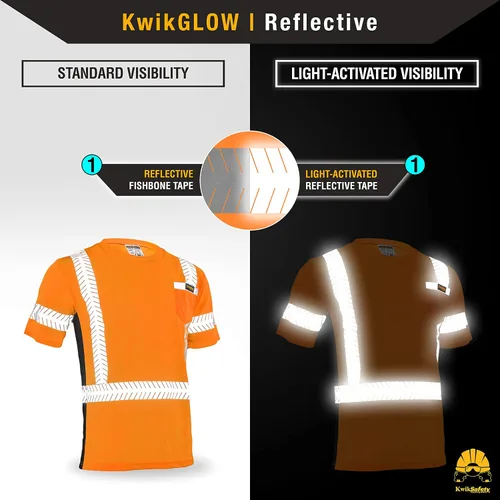 Vista 4 de KwikSafety - Charlotte, NC - Camisa de seguridad de manga corta para hombre renacentista [cinta reflectante de espina de pescado] Clase 2 ANSI OSHA