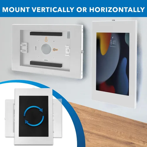 Vista 7 de Mount-It! Soporte de pared antirrobo para tablet, soporte de perfil bajo con candado de acero seguro, soporte de tablet con candado para iPad Blanco