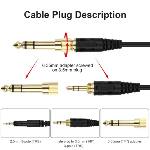 Vista 3 de ATH-M50X - Cable de repuesto para Audio-Technica ATH-M40X ATH-M60X ATH-M70X