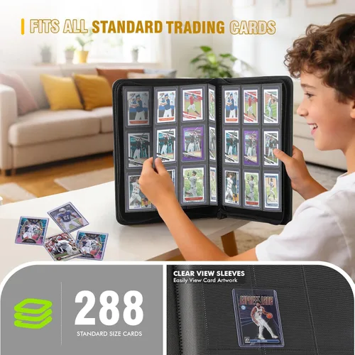 Vista 2 de Carpeta Top Loader para tarjetas coleccionables para deportes y tarjetas intercambiables, capacidad para 288 cargadores superiores de 3 x 4