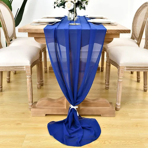 Vista 14 de Camino de mesa de gasa de 10 pies, 27 x 120 pulgadas, romántica tela transparente para decoraciones de boda, baby shower, fiesta de cumpleaños