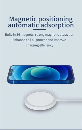 Vista 4 de Cable cargador inalámbrico magnético de 15 W, almohadilla de carga rápida con cable USB C, ideal para escritorio y mesita de noche para iPhone