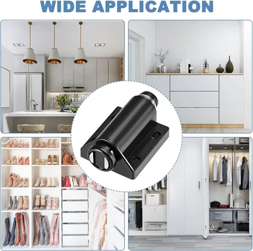 Vista 5 de uxcell Touch Catch - Pestillo de prensa magnético para puertas de armario, cajones, color negro, 4