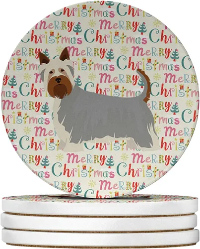 Vista 81 de Abyssinian Sand Terrier Merry Christmas - Posavasos grandes de piedra arenisca (4 unidades)