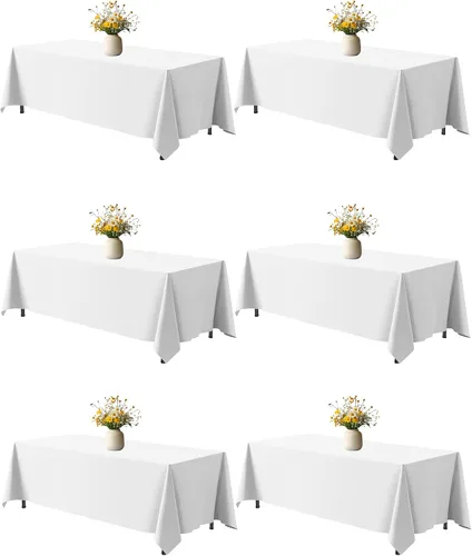 Vista 18 de Niuara Mantel de Mesa Rectangular Negro - Paquete de 6, 60" × 84" Mantel de Tela Lavable para Mesas de 5 Pies, Resistente a las Arrugas y a Prueba