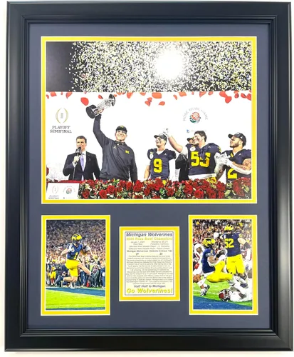 Vista 5 de Fútbol de Michigan Campeones Nacionales del CFP 2023 Collages de Fotos Enmarcadas con Doble Mate (30 cm x 38 cm, Mosaico)