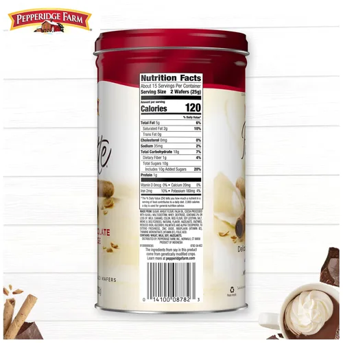 Vista 5 de Pepperidge Farm Pirouette Galletas, Obleas rellenas con créme de chocolate y turrón, 13.5 onzas en lata