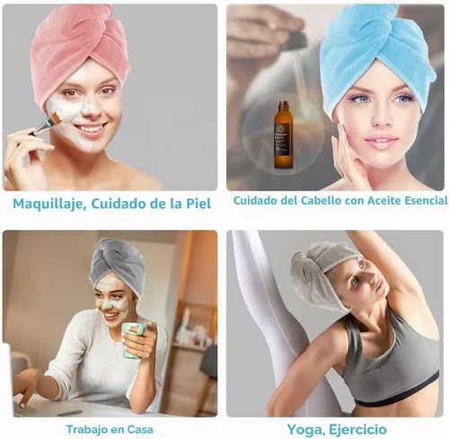 Vista 7 de AIDEA - Toalla para el cabello, paquete de 5 toallas absorbentes de secado rápido de 26 x 10 pulgadas Microfiber Hair Towel for Curly & Long Hair