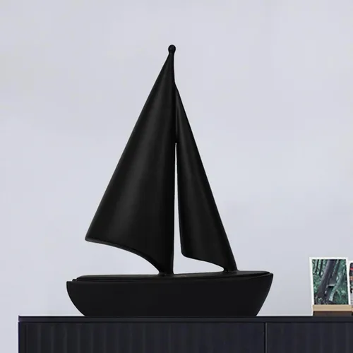 Vista 4 de Estatua creativa modelo de velero de resina, arte moderno, manualidades, decoración de oficina en casa, escultura de barco simple, regalo