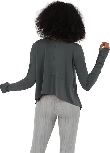 Vista 2 de ODODOS Camiseta corta de manga larga modal suave para mujer con agujero para el pulgar, atlético, gimnasio, entrenamiento, camisetas de yoga