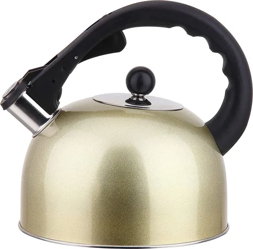 Vista 3 de YBM Home Hervidor de té silbante de acero inoxidable 3L con mango, compatible con inducción, color verde
