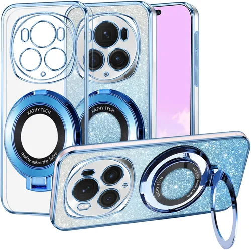 Vista 10 de For Honor Magic 6 Pro - Funda transparente con purpurina magnética [compatible con MagSafe] bonita funda brillante para Honor Magic 6 Pro con anillo
