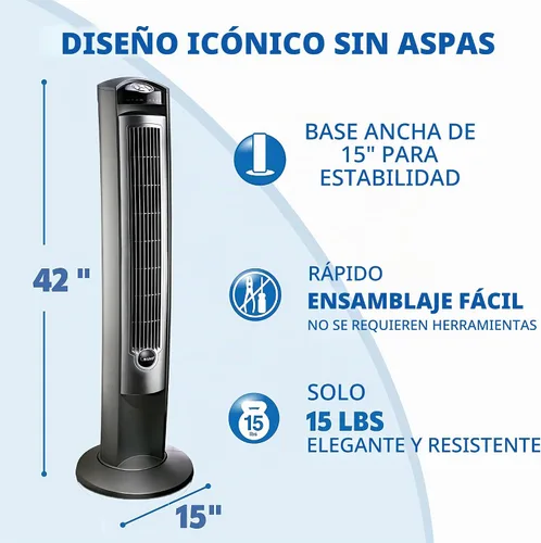 Vista 6 de Lasko Ventilador de torre oscilante de alta velocidad con pivote de 42