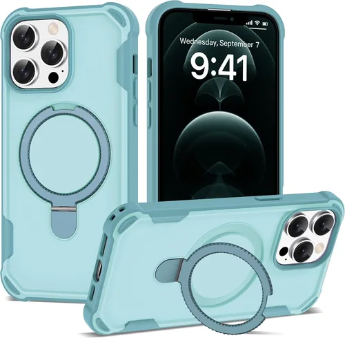 Vista 65 de Funda compatible con iPhone 12 y 12 Pro de 6.1 pulgadas con soporte de anillo magnético [protección militar contra caídas] [compatible con MagSafe]