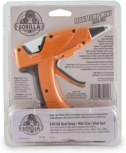 Vista 4 de Gorilla Kit de pistola de pegamento caliente de doble temperatura con 30 barras de pegamento caliente, 1 paquete - pistola de pegamento + 30 varillas