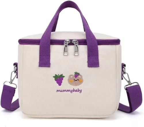 Vista 10 de Lonchera con aislamiento y diseño de oso Kawaii para mujer, lonchera kawaii, bolsa de almuerzo estética, bolsa cruzada linda para bolsa de almuerzo