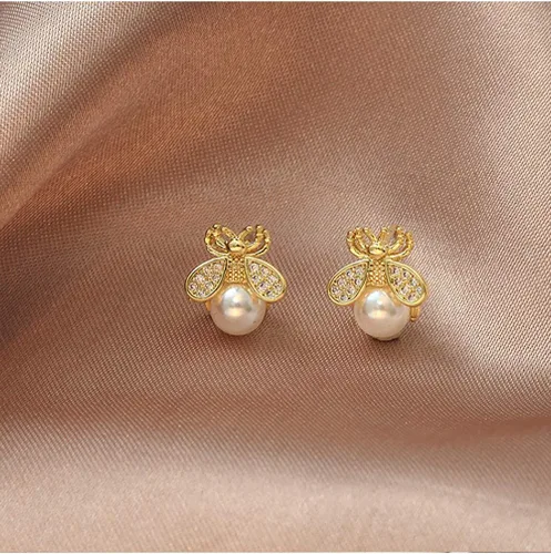 Vista 8 de Reffeer Aretes de plata de ley 925 maciza para mujeres, adolescentes, abejas, aretes tipo dormilona