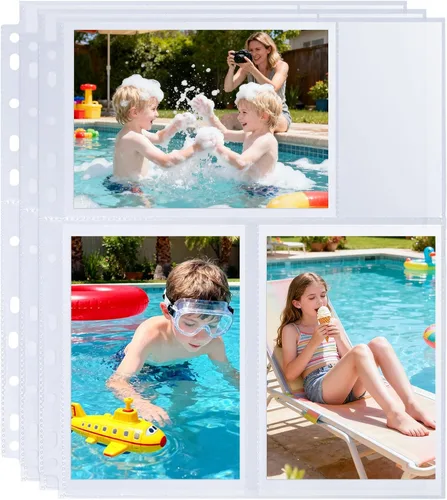 Vista 9 de Paquete de 30 páginas de repuesto para álbumes de fotos de 3.5 x 5 pulgadas para carpeta de 3 anillos, fundas de fotos ultra transparentes
