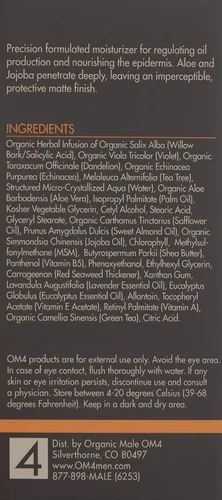 Vista 3 de Organic Male OM4 Aceitoso Paso 4: Complejo Hidratante Equalizante Sin Peso, Hidratante Orgánico y Natural para Piel Grasa (3.3 oz)