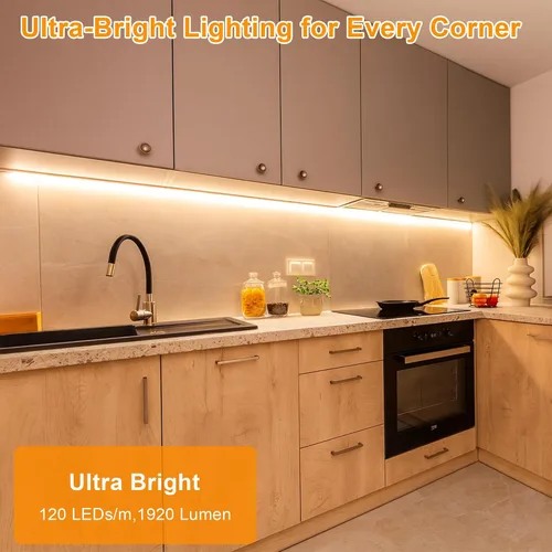 Vista 3 de maylit Tira de Iluminación LED para Debajo del Gabinete con Enchufe de 48 pulgadas, Barra de Luz LED Pequeña Ultra Brillante, 2700K Blanco Cálido
