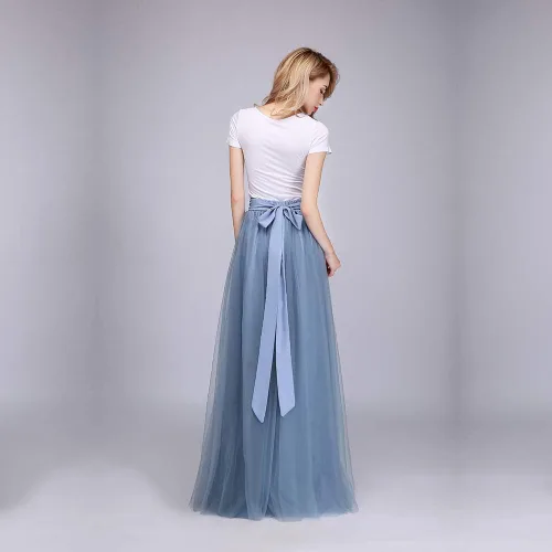 Vista 5 de Miel Qiao falda formal de la mujer maxi cintura alta, formal