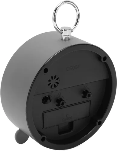 Vista 5 de soobu Reloj despertador circular, pequeño despertador circular alimentado por batería con botón de encendido y apagado para dormitorio de noche