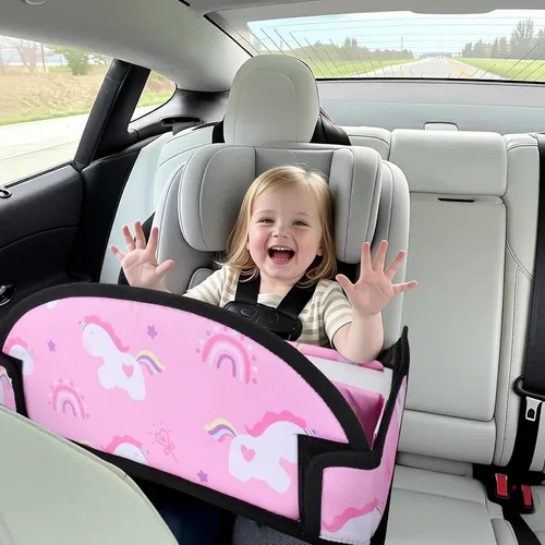 Vista 3 de 2 piezas Bandeja de viaje para niños, bandeja para asiento de coche para niños Viaje, Esenciales de viaje en carretera para niños con kit de dibujo