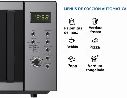 Vista 6 de [Usado] Emerson MW9005SS Horno microondas compacto de encimera con control de botón, pantalla LED, 900W, 5 niveles de potencia, 6 menús automáticos
