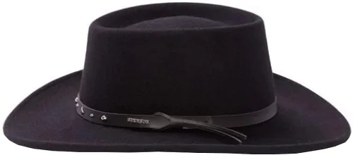 Vista 3 de Stetson Black Hawk Wool Felt Western Hat Crushable Gambler Crown