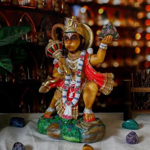Vista 3 de alikiki Estatua de Hanuman volador de Dios hindú – 9.2 pulgadas de alto Jayanti Murti Pooja Diwali regalo para amigo indio, familia, altar puja