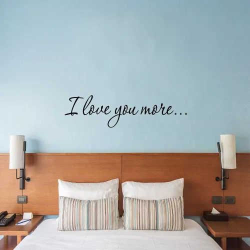 Vista 2 de VWAQ Calcomanía con texto en inglés "I Love You More" (I Love You More)