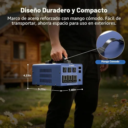 Vista 7 de Transformador Automático Convertidor de Voltaje de 5000W, Transformador Convertidor de Potencia de Alta Resistencia con Paso Hacia Arriba/Hacia