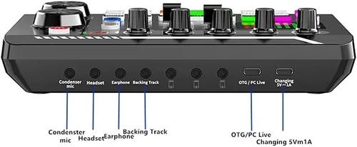 Vista 7 de Tablero de sonidos, tablero de efectos de sonido, placa mezcladora de sonido, tarjeta de sonido compatible con Bluetooth con múltiples efectos