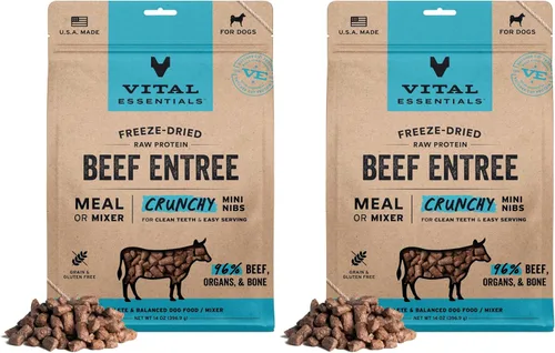 Vista 12 de Vital Essentials Alimento liofilizado para perros, mini puntas de ternera, bolsa de 5.5 onzas Crunchy, Complete Meal or Topper, Made With 96%