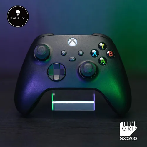 Vista 2 de Skull & Co. Juego de empuñaduras de pulgar convexas piel, tapa de joystick CQC, funda analógica para Xbox XSXXB1, color morado galáctico, 2 pares