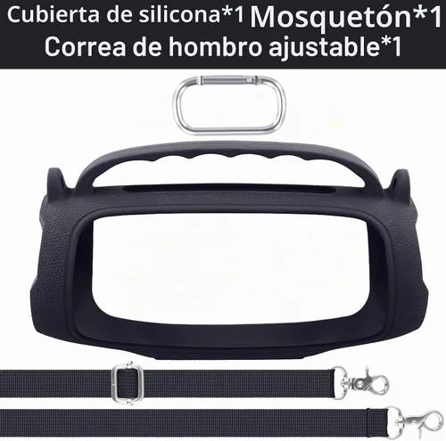 Vista 3 de Funda de silicona compatible con JBL Charge 5 Altavoz Bluetooth portátil impermeable (Cubierta de silicona negra)