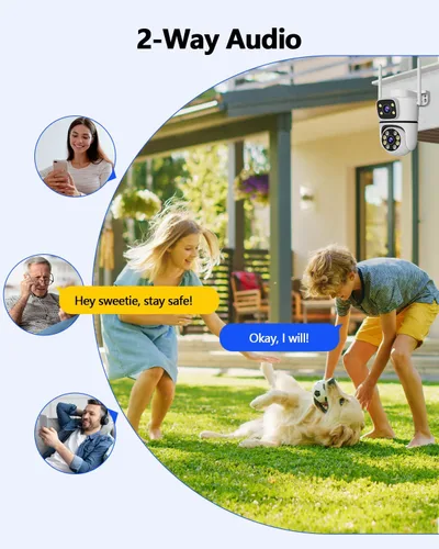Vista 4 de WEILAILIFE 【Enlace de Lente Dual】 Cámara de Seguridad Inalámbrica para Exteriores de 5MP, Cámaras de Vigilancia por Video WiFi PTZ para Seguridad