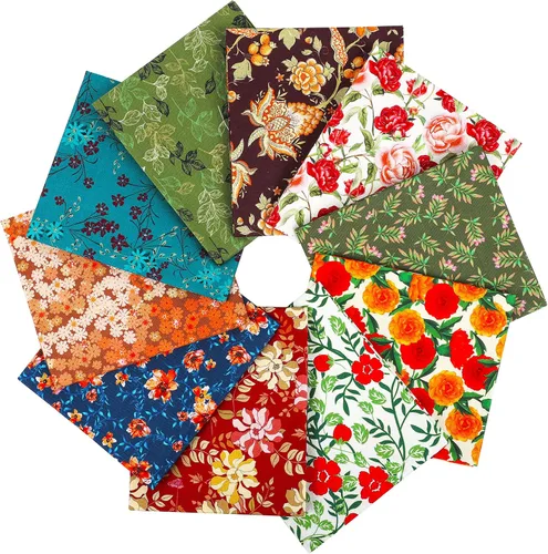 Vista 17 de Craftido -25 Opciones- Paquetes de Tela de Acolchado 100% Algodón 10pcs Fat Quarters 18"x21"-Peso Mediano 5.2 oz- Algodón Suave para Acolchado