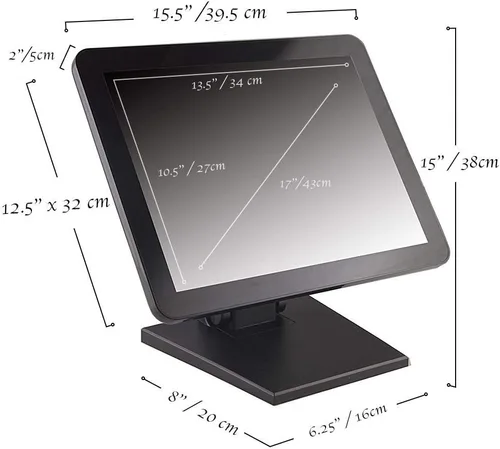 Vista 6 de Angel POS Monitor multi-táctil retroiluminado capacitivo LED de 17 pulgadas, pantalla táctil plana verdadera del diseño sin fisuras, VGA